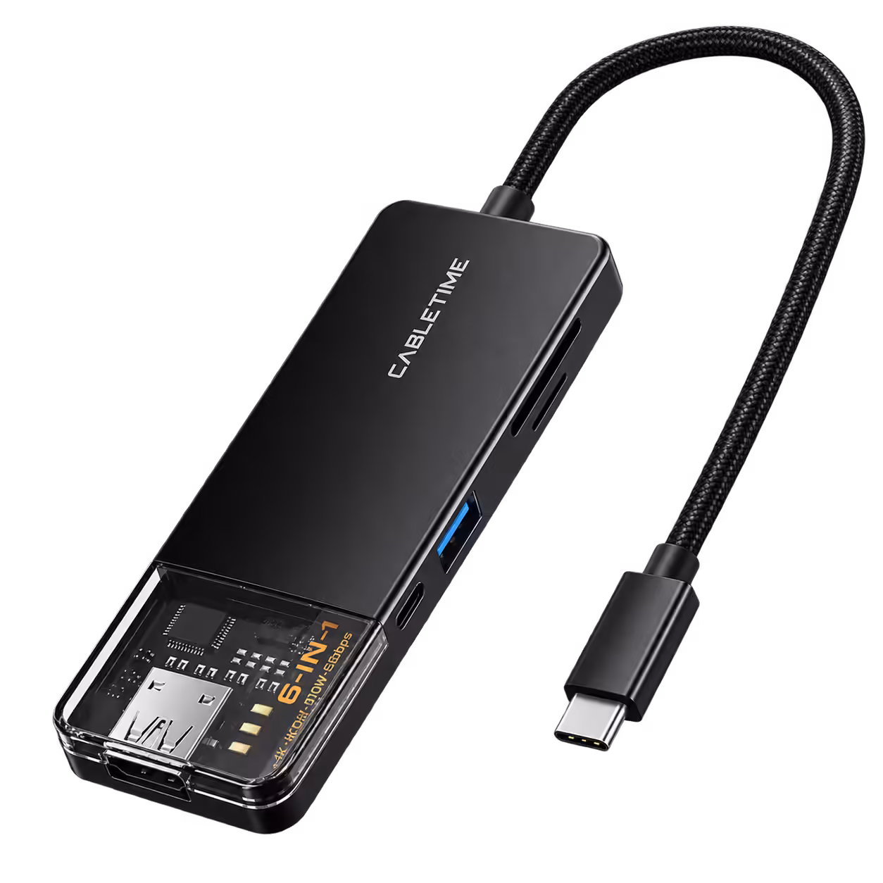 Hub USB-C 6 en 1 CABLETIME CB04B HDMI 4K PD 100W 1