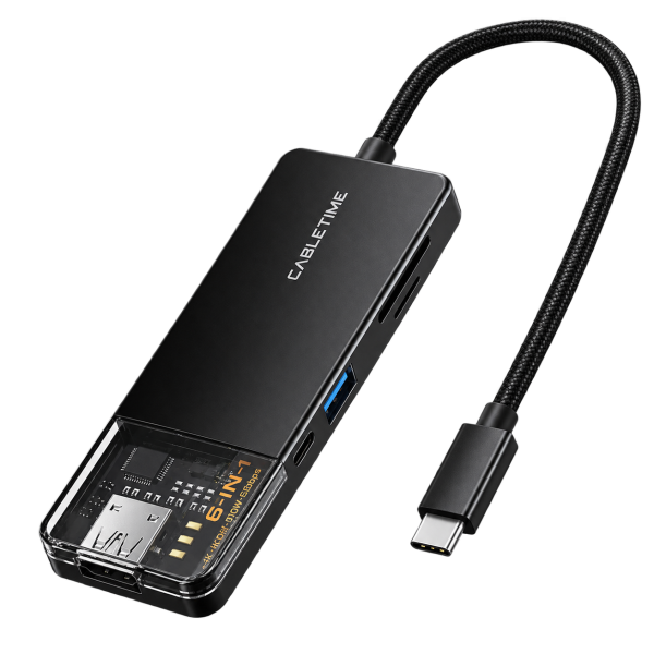 Hub USB-C 6 en 1 CABLETIME CB04B HDMI 4K PD 100W